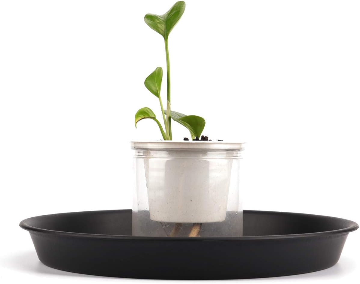 KEILEOHO 15 Pack 12 Inch Plant Saucer, Heavy Duty Round Plastic Plant Saucer with Plant Labels, Flower Plant Pot Tray