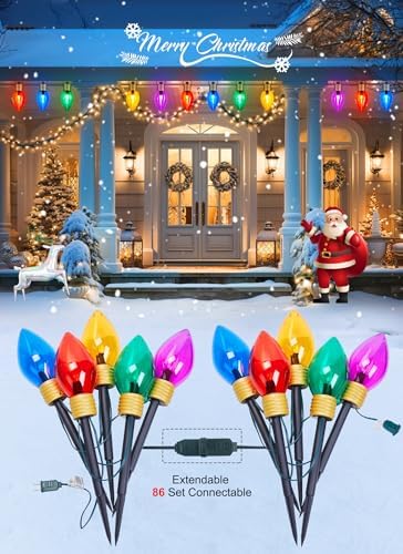 Hanging Christmas Decoration Outdoor, 8.5 FT 5 LED Jumbo C9 Pathway Lights