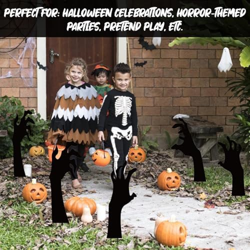 5 PCS Halloween Black Hands Yard Signs, Scary Hand Silhouette Lawn Sign with Stakes, Halloween Haunted House Decorations for Outdoor Yard Lawn Garden