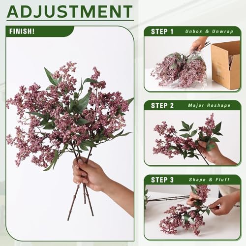 12Pcs 17"Lifelike Artificial Nandina Berry Stems for Vase Decor(Dusty Plum)