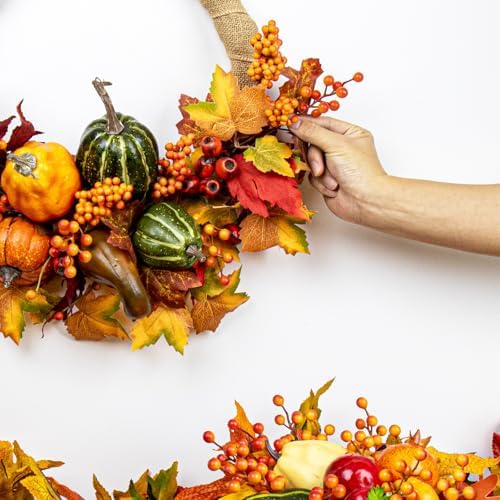 LLZLL Artificial Berry Stems 50 Pack Fall Floral Picks and Sprays 6.5 Inch Small Orange Berry Branches for Autumn Thanksgiving Harvest Christmas Tree DIY Decorations