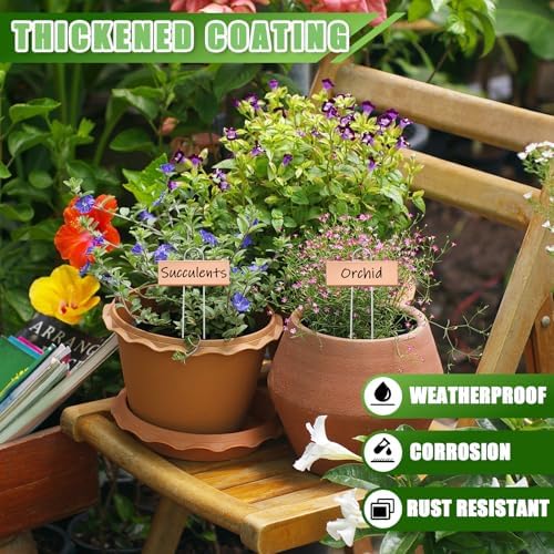 Maitys 38 Pcs Metal Plant Markers Outdoor, Rose Gold Label with Black Ink