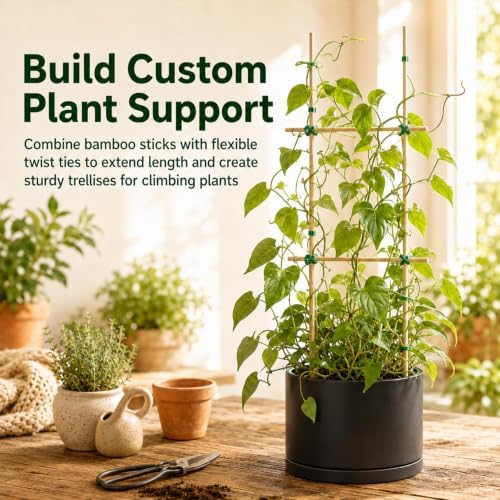 MAQIHAN Plant Stakes for Indoor Plants - 40PCS Plant Support Sticks, 9.8"