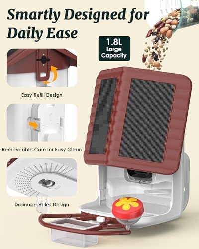 Bird Feeder with Camera Solar Powered 2K Video with 32GB Card Auto Capture
