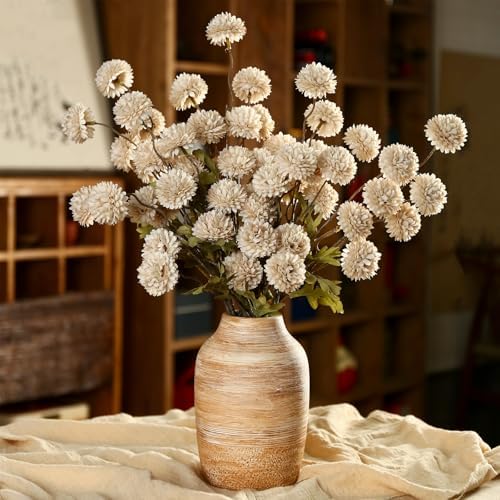 DuHouse 9pcs Artificial Flowers Silk Pompon Mum Small Chrysanthemum Ball