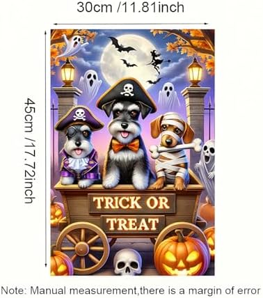 BlissYard Halloween Garden Flag Pirate Schnauzer 12x18 Inch Polyester