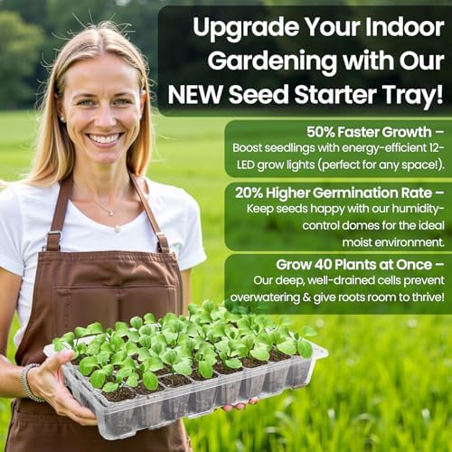 Bonviee Seed Starter Trays with Grow Lights, 80 Cells, 2 Pack