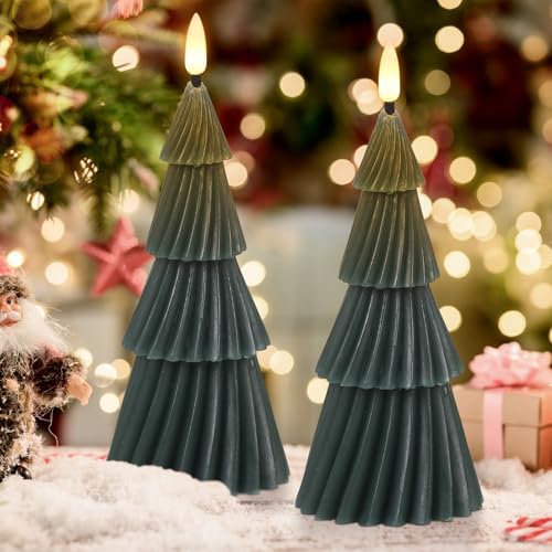 Eldnacele Christmas Tree Flameless Candles Battery Operated with Timer