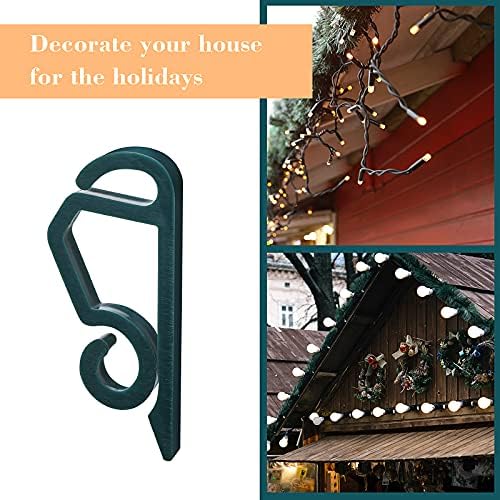 Marsui 60 Pieces Christmas Light Clips Outdoor Gutter Hooks,Green