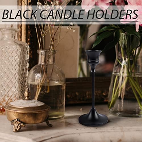 BEZURA Black Taper Candle Holders Set of 6,Aluminum Alloy Candlestick Holders for Candlesticks Vintage Metal Candle Stick Candle Holder for Fireplace Party Dining Home