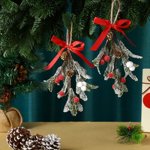 Giegxin 1 Piece Christmas Mistletoe Ornament,Color Style,Red