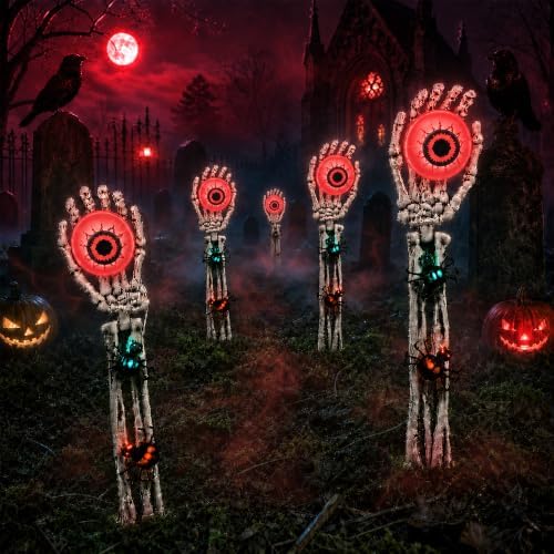 Halloween Decorations Skeleton Arms Hands 2 Packs with Blue Eyeball Lights