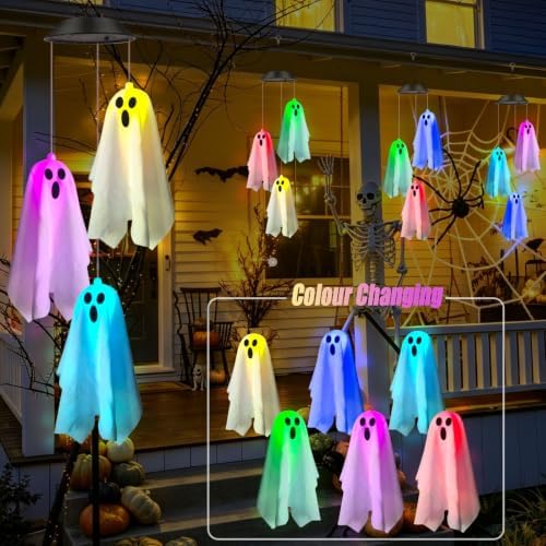 Halloween Decorations Outdoor 2Pack Solar Hanging Ghost Lights