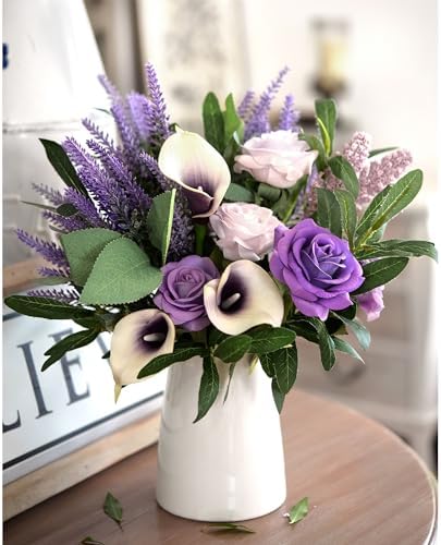 FiveSeasonStuff Dark Purple Lavender Artificial Flowers 14.6 inches 10 Stems