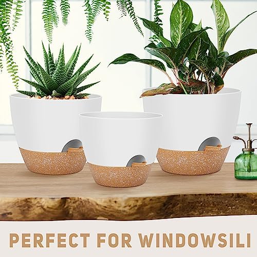 YNNICO 12" 10" 9" Large Self Watering Plant Pots, 3 Pack Flower Pots Planters with Multi Mesh Drainage Holes for Indoor Outdoor Garden Plants and Flowers