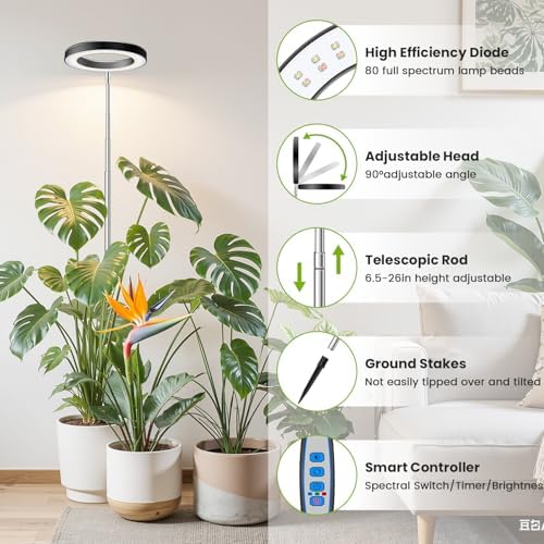 Kullsinss 6.3in Grow Light, Full Spectrum Plant Lights for Indoor Growing
