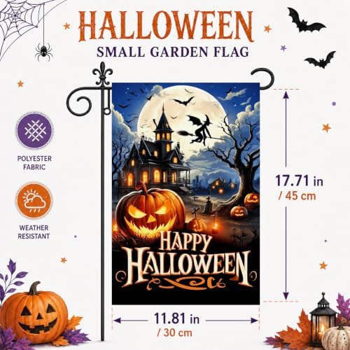 BlissYard Happy Halloween Haunted House Garden Flag 12 x 18 Inch