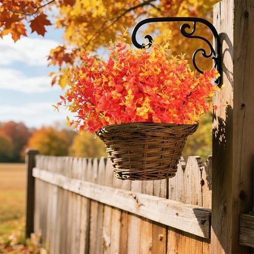 RECUTMS Artificial Faux Fall Mums Plants Fake Outdoor Flowers,Autumn Decor