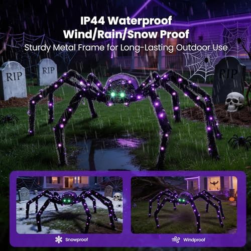4.2FT Giant Spider Halloween Decorations Outdoor, 90 LEDs