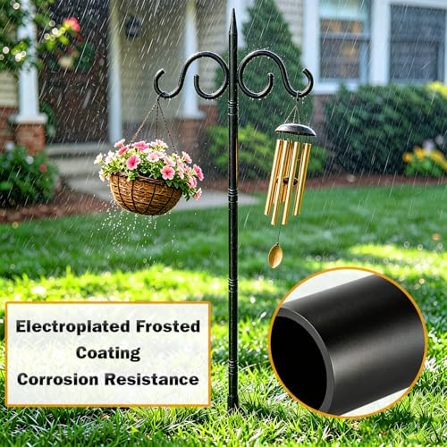 Shepherds Hooks for Outdoor, 92'' Heavy Duty Bird Feeder Pole, Adjustable Metal PolesMetal Poles for Bird Feeders, Plant Hangers, Solar Lights, Outdoor Decor