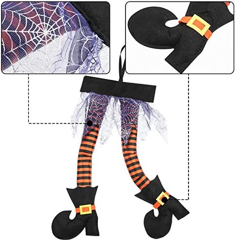 meekoo 1 Pcs Halloween Witch Legs with Shoes for Wreath,Orange