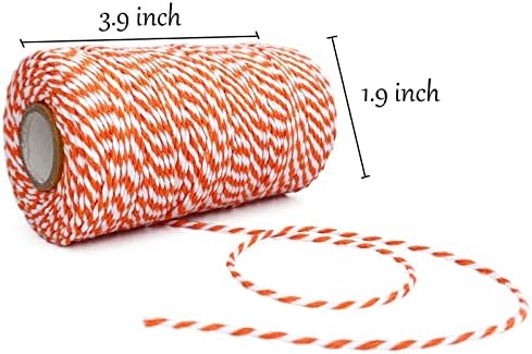 Twine String Orange and White Baker String 328 Feet 2mm Thick Christmas Halloween Twine String for Gift Wrapping DIY Crafts Home Decoration String Art Gardening