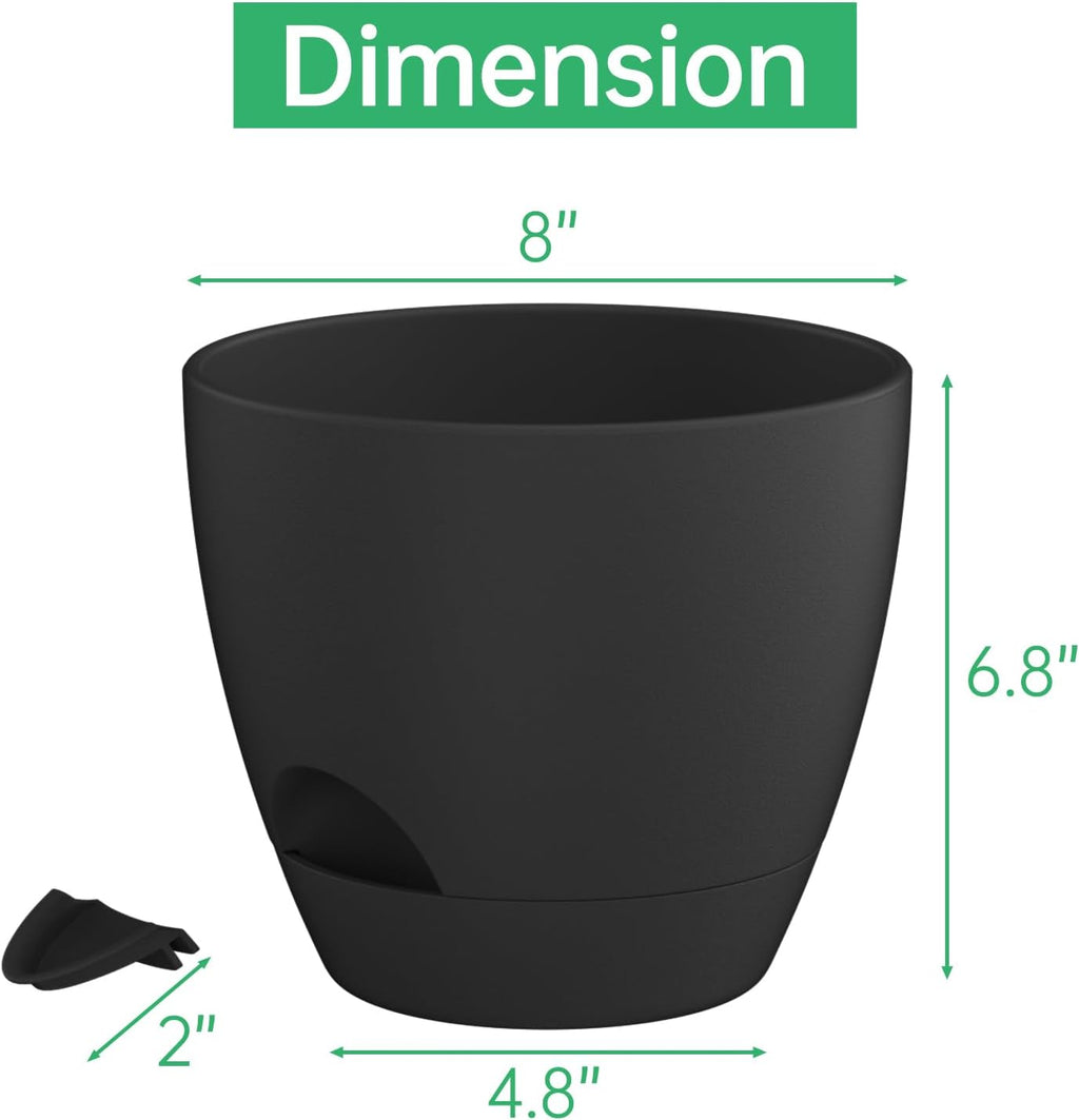 ZMTECH 10 Inch Plant Pots Set of 2 Planters for Indoor Plants Self Watering Pots Flower Pots with Drainage Holes and