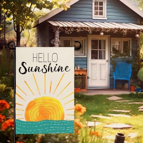 Summer Hello Sunshine Garden Flags 12x18 Double Sided Small Yard Flag for Outside Decorations Outdoor Lawn Flags