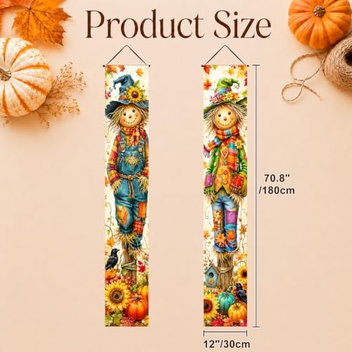 2 Piece Scarecrow Porch Banners 71 x 12 Inch Thanksgiving Door Decorations