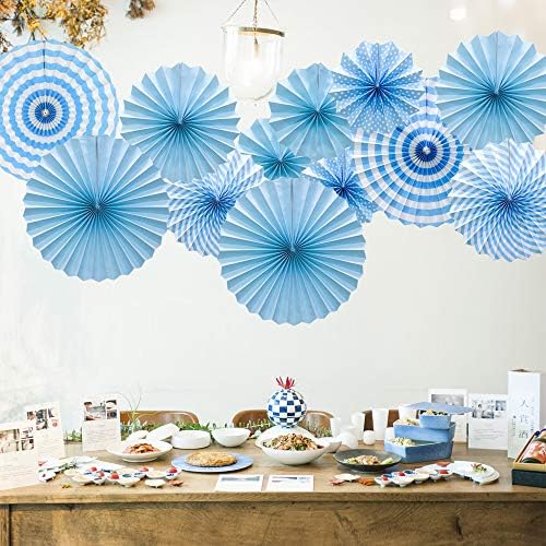 6-Pack Blue Hanging Paper Fans, Party and Wall Decor