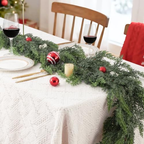 9 Ft Christmas Cedar Garland, Real Touch Soft Greenery Mantel Decor