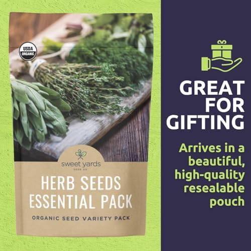Organic Herb Seeds Variety Pack - 5 Individual Packs - 2026 Season - Basil, Oregano, Dill, Thyme & Parsley. for Indoor & Outdoor Planting (Non-GMO, Certified Organic)