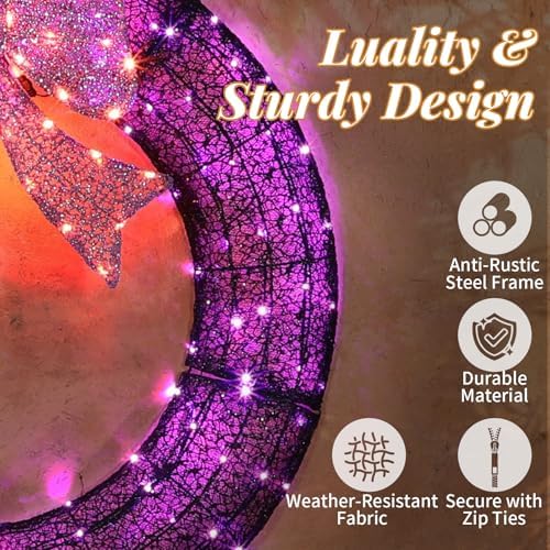 Karl home 36 in Pre-Lit Outdoor Christmas Wreath, 224 LED Lights, Purple