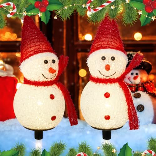 Solar Christmas Snowman Pathway Lights Outdoor Decoration, 6 Pack