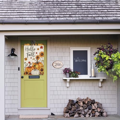 AVOIN colorlife Pumpkins Hello Fall House Flag 28x40 Inch Outside
