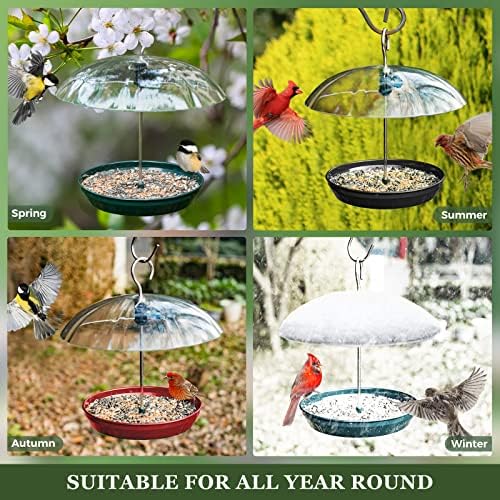 Kingsyard Platform Bird Feeder with Adjustable Dome for Outdoors Hanging