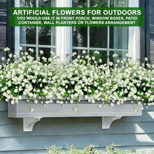 20 Bundles Artificial Flowers for Outdoors, Summer Spring Grass Camellia