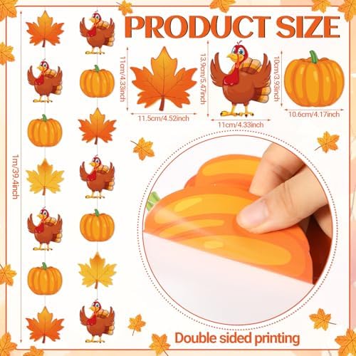 Xinnun Fall Thanksgiving Party Decorations Pumpkin Turkey Banner Garland
