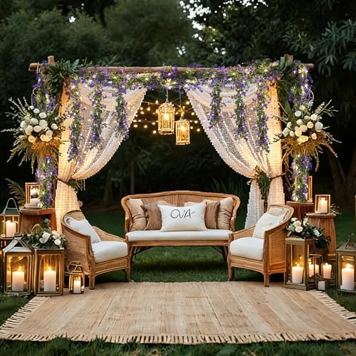RECUTMS Faux Lighted Mantle Garland Purple Artificial Hanging Greenery 3Pcs