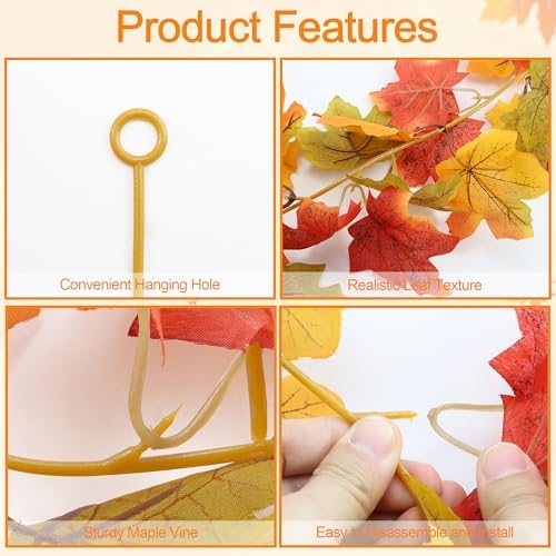 SITUMEIZI 2 Pcs 13Ft Fall Leaves Garland for Thanksgiving Decor