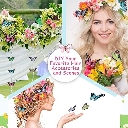 Giegxin 24 Pcs Monarch Butterfly Picks Artificial with Wire,Fresh Colors