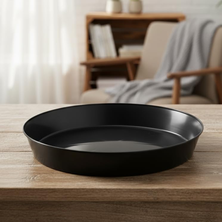 18 Inch (16.3 Inch Base), Black | Case of 2, Plant Saucer
