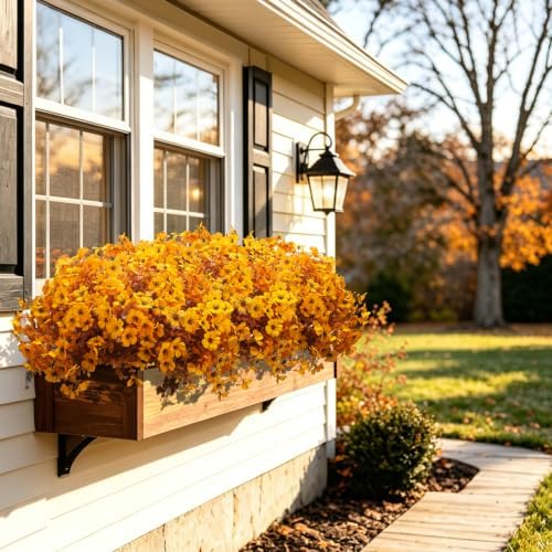 Grunyia 20 Bundles Artificial Outdoors Flowers (Fall Yellow)