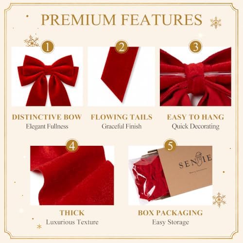 Velvet Bows for Christmas Tree, Christmas Bows for Garland Wreath Decor