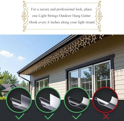 Holiday Light Clips Christmas gutter string light clips Hang Gutter Clip Hooks Hanger Hooks for hanging outdoor lights Plastic Black Weatherproof Flexible Easy to Install for Halloween Roof 100 Pieces