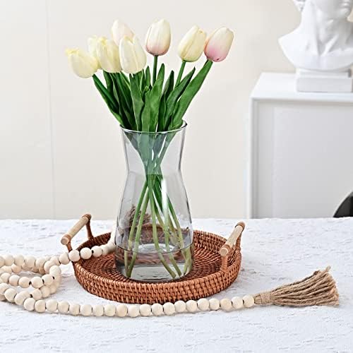 8 Inch Gray Glass Vase for Flowers, Modern Boho Table Decor