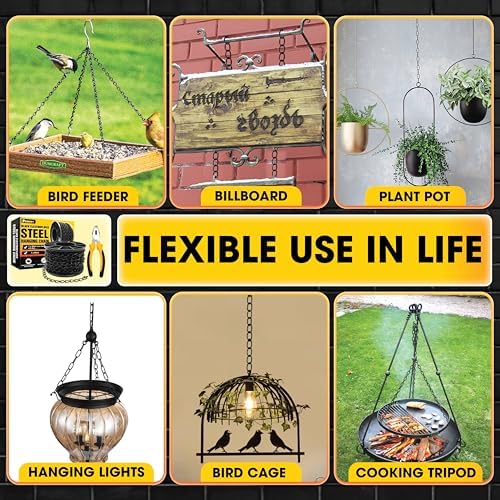 [Upgraded] 50’ Electroplated Steel Hanging Chain Roll 20LBS Capacity+Pliers