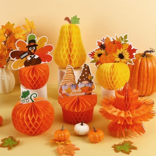 6Pcs Fall Table Honeycomb Centerpieces Thanksgiving Home Decor