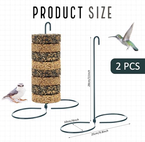 2 Pcs Cylinder Bird Feeder Holder Outdoors Hanging Seed Holder, Dark Green