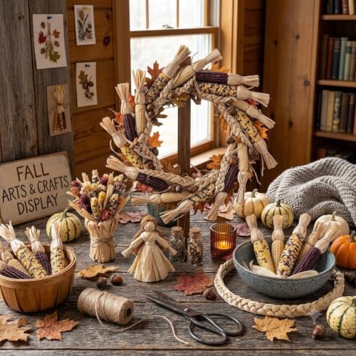 ANDALUCA Natural Decoration Indian Corn Bag | 12 Natural Husks for Fall, Autumn & Thanksgiving Home Decor (Mini Corn)